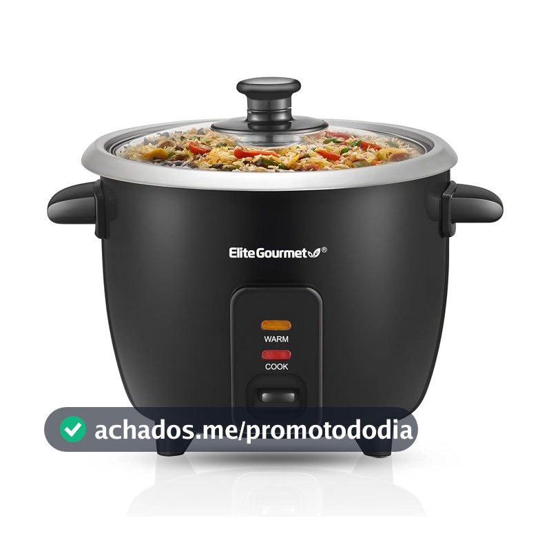 Elite Gourmet ERC003BX Panela de arroz elétrica de manutenção automática para sopas, ensopados, feijão, cereais quentes, 6 xícaras cozidas (3 xícaras sem ferver) preto