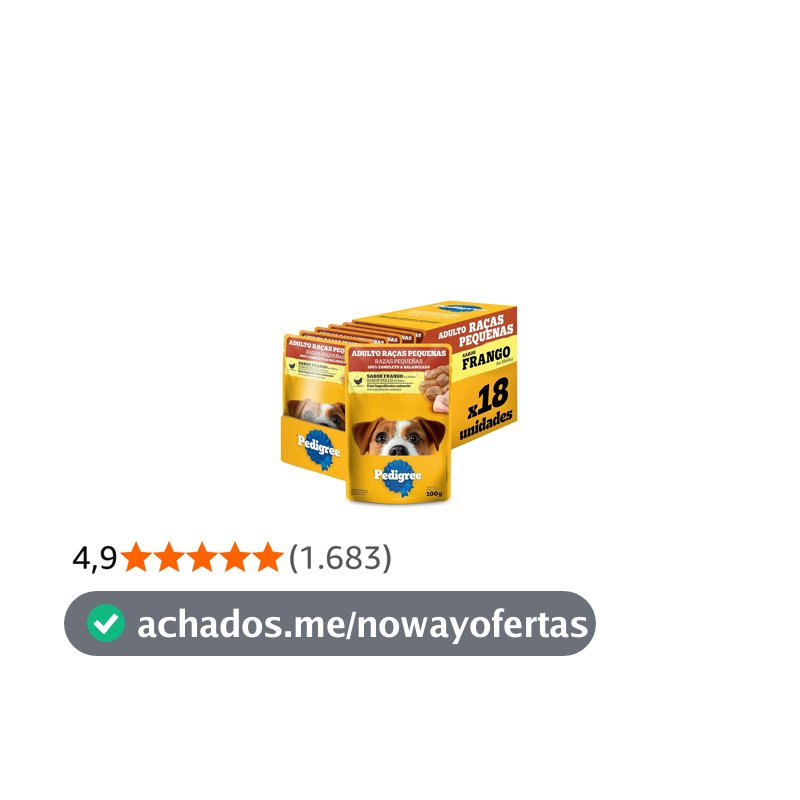 Pack Ração Úmida Pedigree Sachê Frango ao Molho para Cães Adultos de Raças Pequenas 100 g - 18 unidades