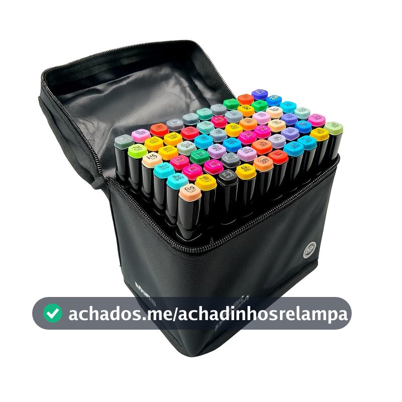 Caneta Marcador Para Colorir, Magic Kids, Art Marker, 60 Cores, Ponta Dupla, Com Bolsa