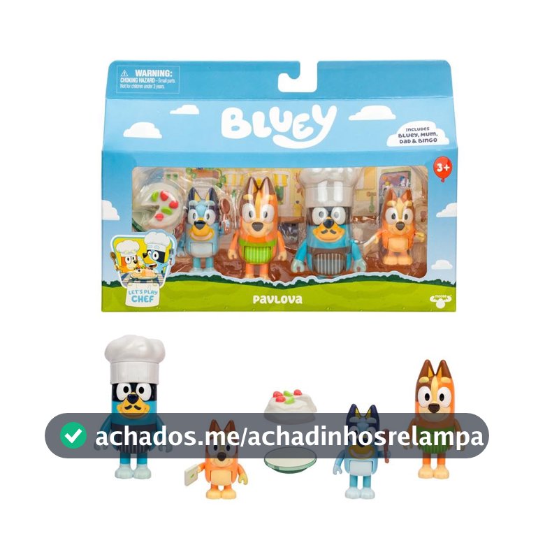 Kit com 4 Bonecos Colecionáveis 6cm Bluey - Pavlova