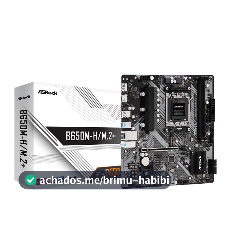 Placa Mãe ASRock B650M-H/M.2+, Chipset B650M, Amd AM5, m-ATX, DDR5