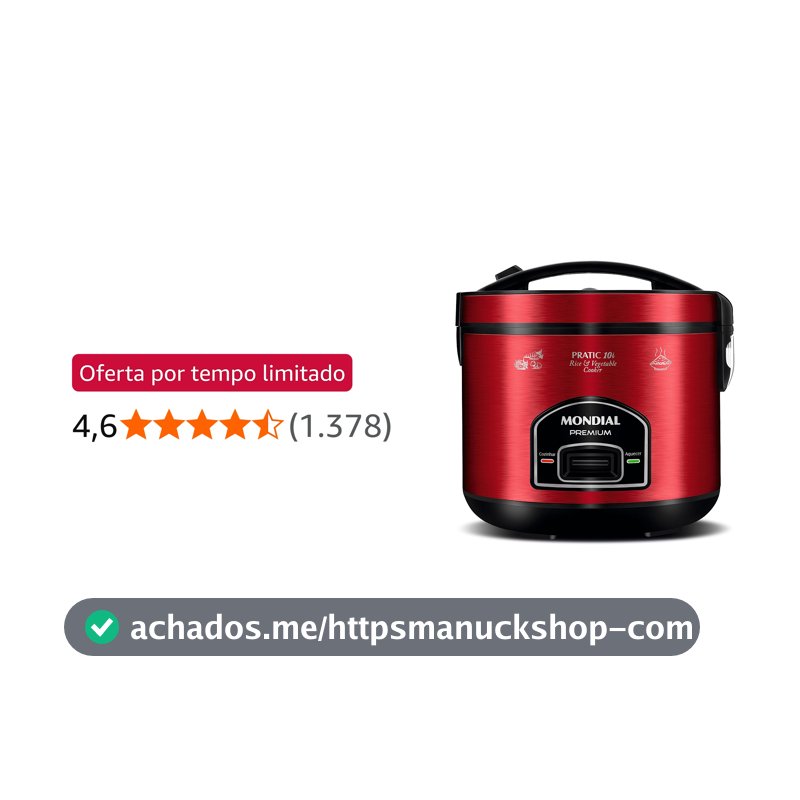 MONDIAL Panela Elétrica de Arroz, Vermelho/Inox, 700W, 110V - PE-46-10X