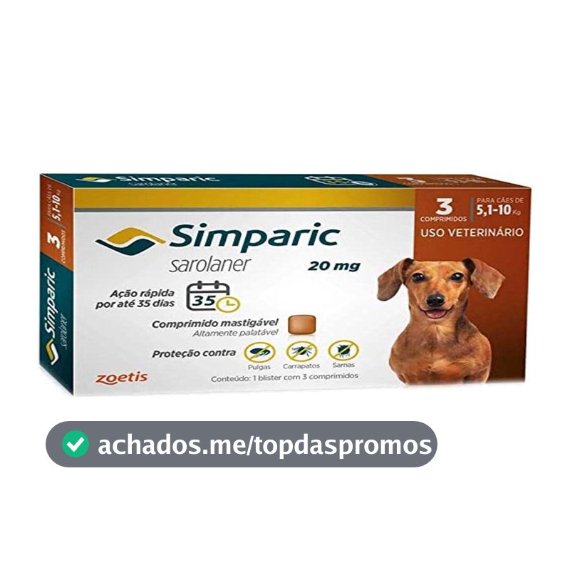 Zoetis Simparic 20Mg 5 1 Até 10Kg 03 Compr Para Cães