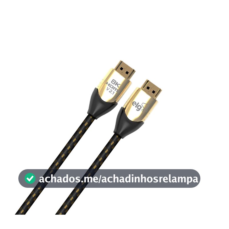 ELG, HS8K20, Cabo HDMI 2.1V, Áudio e Vídeo, 8K, UltraHD, 3D Ready, 2 metros, High Speed Bandwidth 48Gbps, Conectores Banhados a Ouro 24k, Preto