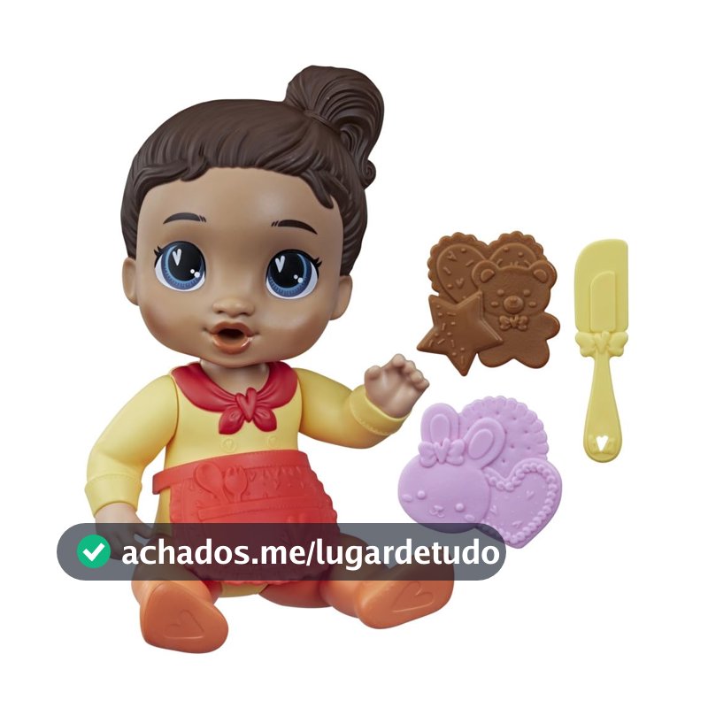 Baby Alive Boneca Bebê Confeiteira Gigi Giggles Morena com Avental e Acessórios de Cozinha