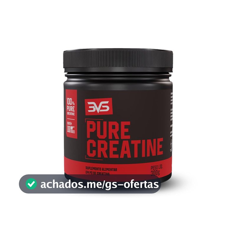 Creatina Monohidratada Pura Micronizada 300g 3VS Nutrition · 100% Pureza · Sem Sabor · 100 doses