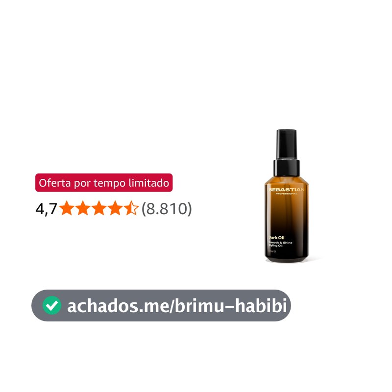 Sebastian Professional, Dark Oil, óleo capilar de brilho e maciez com absorção rápida para todos os tipos de cabelo, 100ml