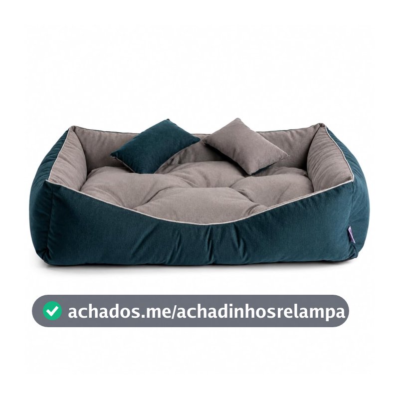 Cama Pet Retangular Cachorro Gato Lavável Impermeável (Azul Pequeno)