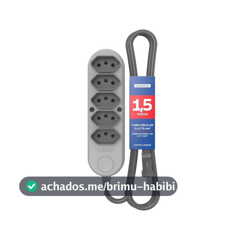Tramontina Extensão Múltipla 5 Tomadas 2P+T 10 A 250 V 1,5 m