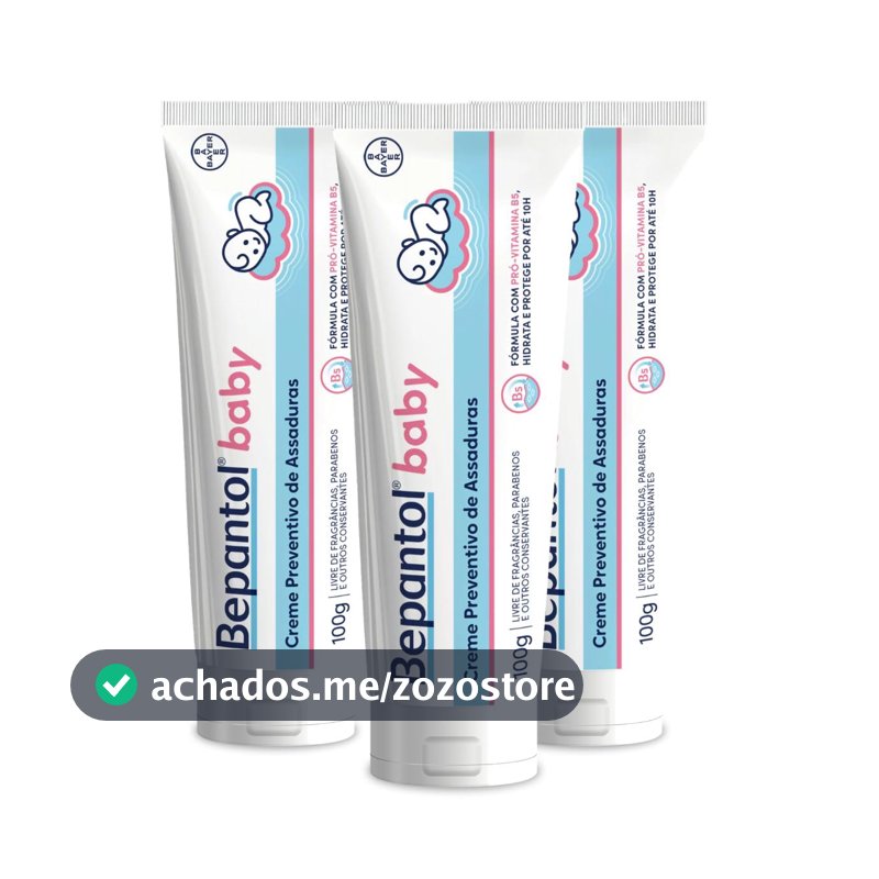 Kit 3 Cremes Pomadas de Assaduras Vit B5 com 100g cada, Total 300g - Bepantol Baby