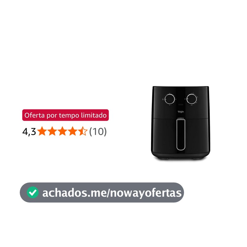 Fritadeira Air Fryer Six Fry Elgin 6,5L Cesto removível 1.500W Preta 220V