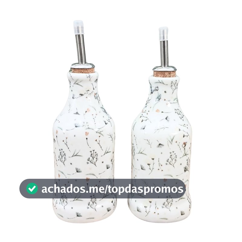 Kit Galheteiro Porcelana Branca Decorada Arabescos (2 peças)