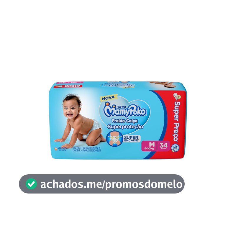 MamyPoko Fralda-Calça Superproteção M 34 Unidades