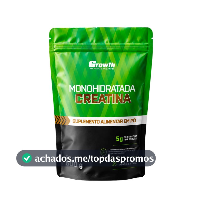 Growth Supplements - Creatina 500g Pouch Treino Musculação Dieta Alta Performance - Growth Supplements