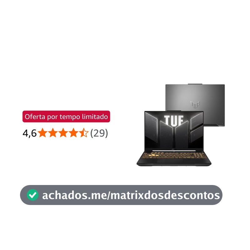 Notebook ASUS TUF Gaming F16 Intel Core 5, RTX 3050, 16 GB, 512 GB SSD, KeepOS/Linux, 16.0'' FHD, Mecha Gray - FX607VJ-RL015