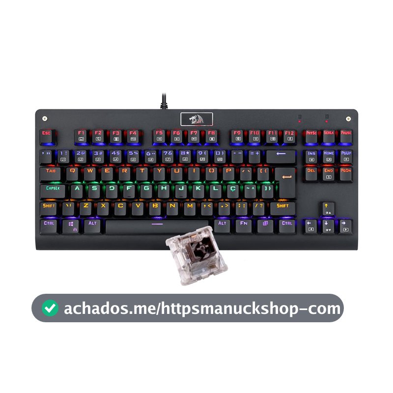 Teclado Mecânico Redragon Dark Avenger Preto Iluminação Rainbow Switch Marrom K568R