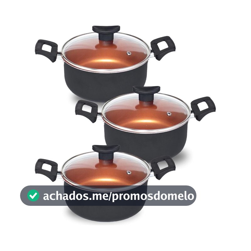 Conjunto 2 Panelas Caçarola Teflon Pequena Antiaderente 5 Camadas (Cobre)