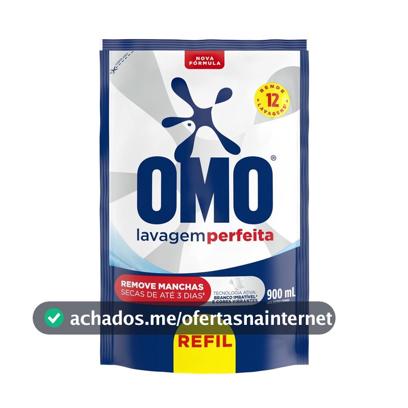 Sabão Líquido OMO Lavagem Perfeita, Refil, 900ml