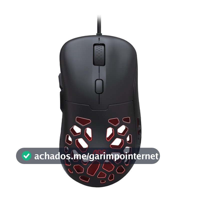 Mouse Gamer AOC GM510 ULTRALEVE 58g 16.000 DPI Pixart 3389 RGB 6 botões Macro Manager