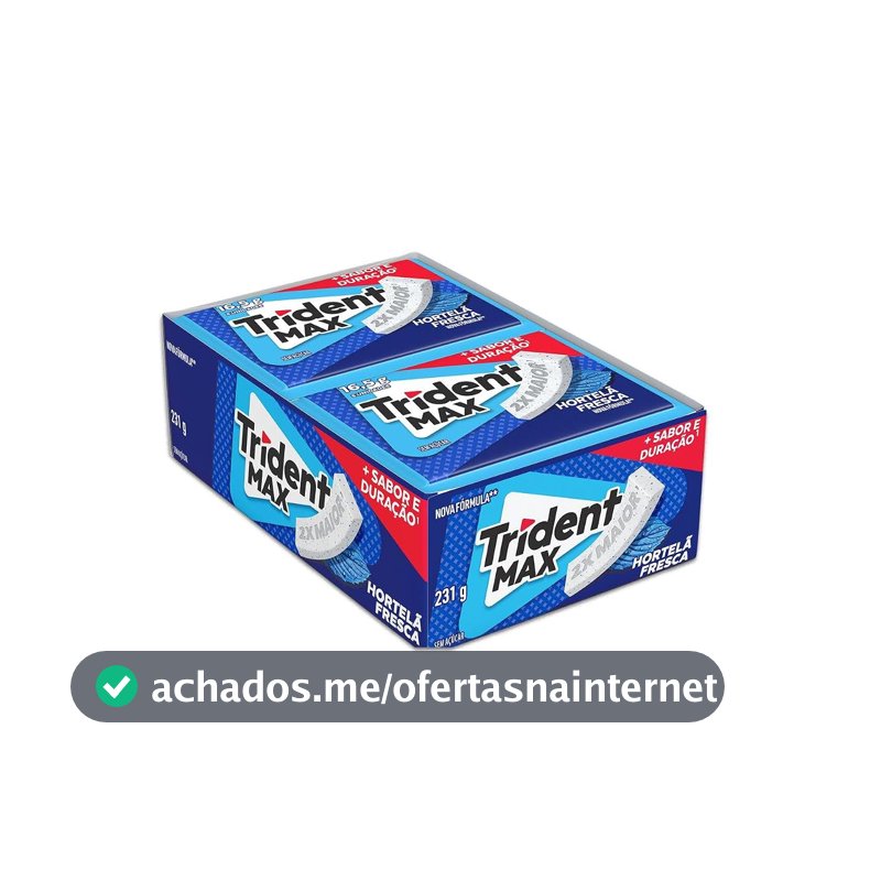 Chiclete Trident Max Hortelã Fresca Sem Açúcar - Caixa com 14 unid. de 16,5g