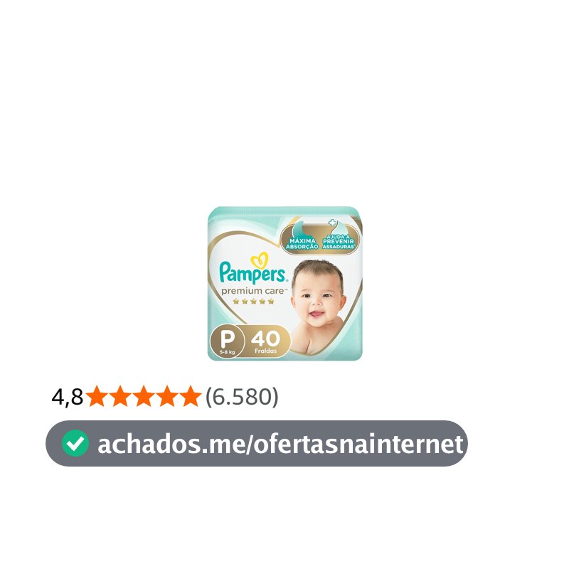 Fralda Pampers Premium Care Tamanho P 40 Unidades