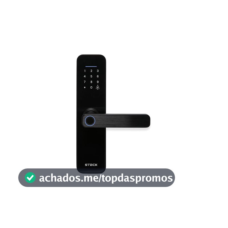 Steck, Fechadura Inteligente Wi-Fi Com Maçaneta e Biometria, Ambiente Conectado, SLOCK3PS1