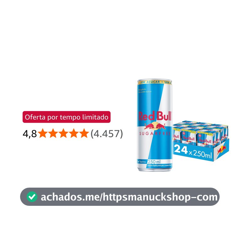 Red Bull Energético, Sugar Free, Sem Açúcar, 250ml, 24 latas