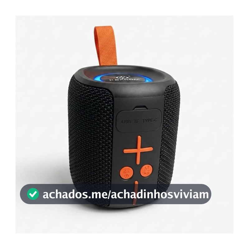 Caixa de Som Bluetooth Portátil Premium, 50W, LED RGB, Rádio FM, Resistente à Água IPX5, Recarregável, com Entradas USB/TF/AUX, 75dB