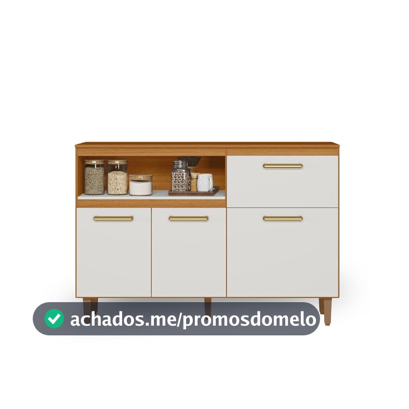Balcão de Cozinha com Tampo Poliman Moveis 3 Portas 1 Gaveta