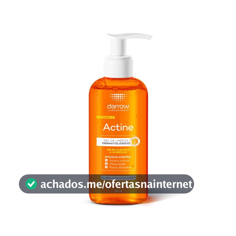Darrow Actine Gel de Limpeza Dermatológico Facial com Ácido Salicílico, Vitamina C e Lactato de Mentila, Redução de 86% da Acne e -90% Oleosidade Imediatamente, 140g