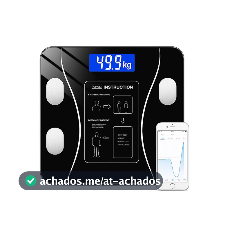 Balança Corporal Bioimpedância Premium Com Visor Inteligente Bluetooth Composição Corporal Peso Controle da Sua Saúde Completo Com Aplicativo