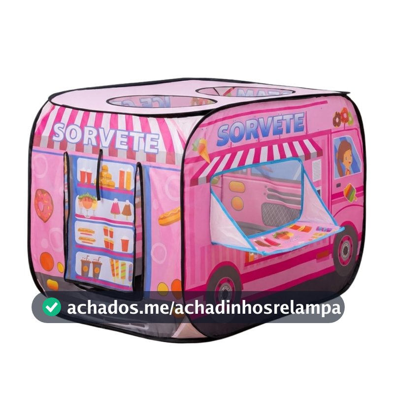 Kinderland Toys Barraca Infantil Caminhão de Sorvete Rosa Pop-Up Brinquedo Educativo de Faz de Conta para Meninas e Meninos de 2 a 6 Anos Presente de Criativo