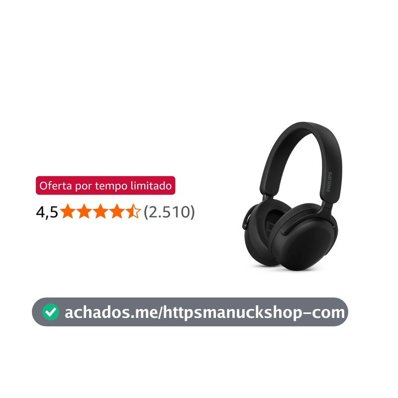 PHILIPS, Headphone Bluetooth, TAH2300BK/00, Com Microfone, Até 55 horas de bateria, Design Over-ear, Dobrável, Preto