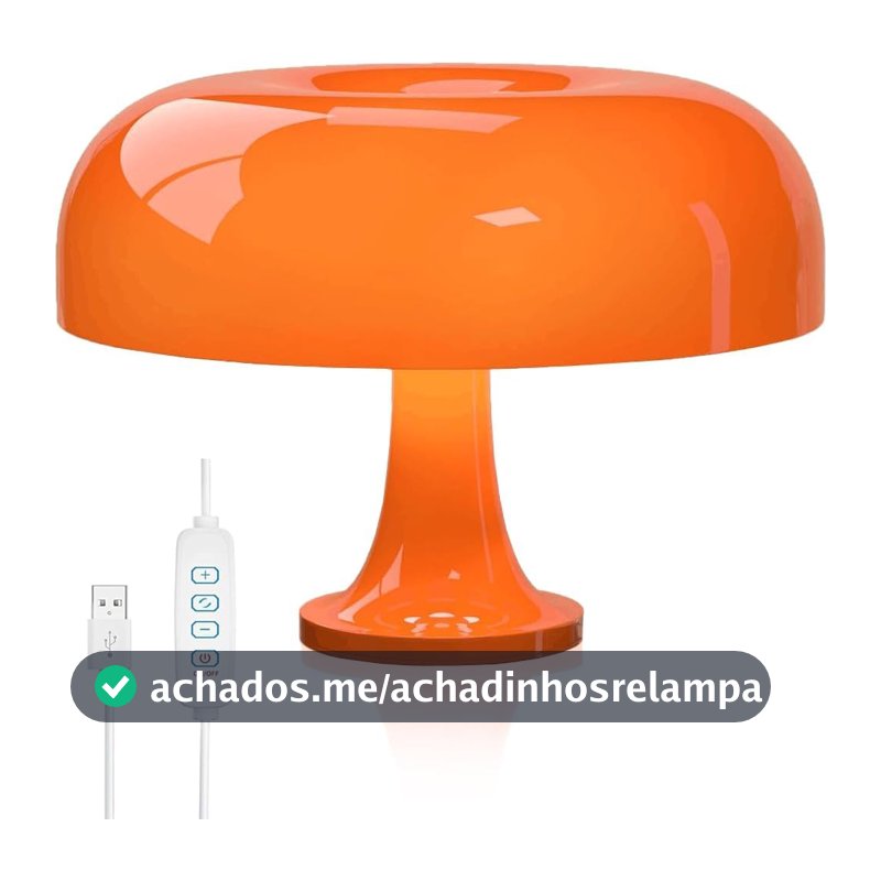 265V 10  20CM Luz de Mesa com 1 Modos de Iluminação, Luz para Monitor, Luminária de Mesa Cogumelo, Abajur de LED, Luminária Decorativa, Luminária de Quarto, Laranja