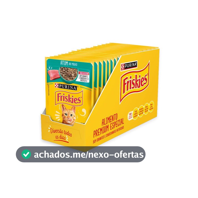 Pack Nestlé Purina Friskies Ração Úmida Para Gatos Adultos Atum Ao Molho - Com 15 Sachês 85g