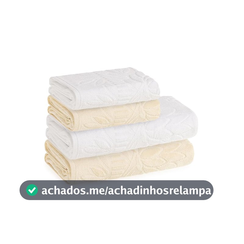 Karsten Jogo Banho Lotus Branco e Vanilla 100% Algodão 4 peças