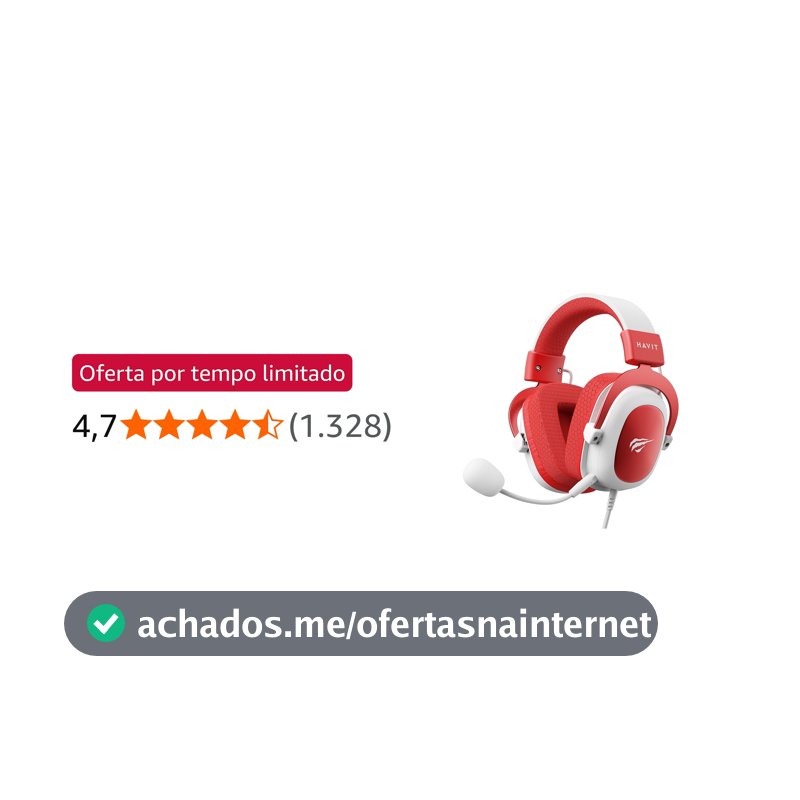Havit Headphone Fone de Ouvido H2002d Red, Gamer, com Microfone, Falante 53mm, Plug 3, 5mm: compatível com XBOX ONE e PS4, HV-H2002d Cor Vermelho e Branco