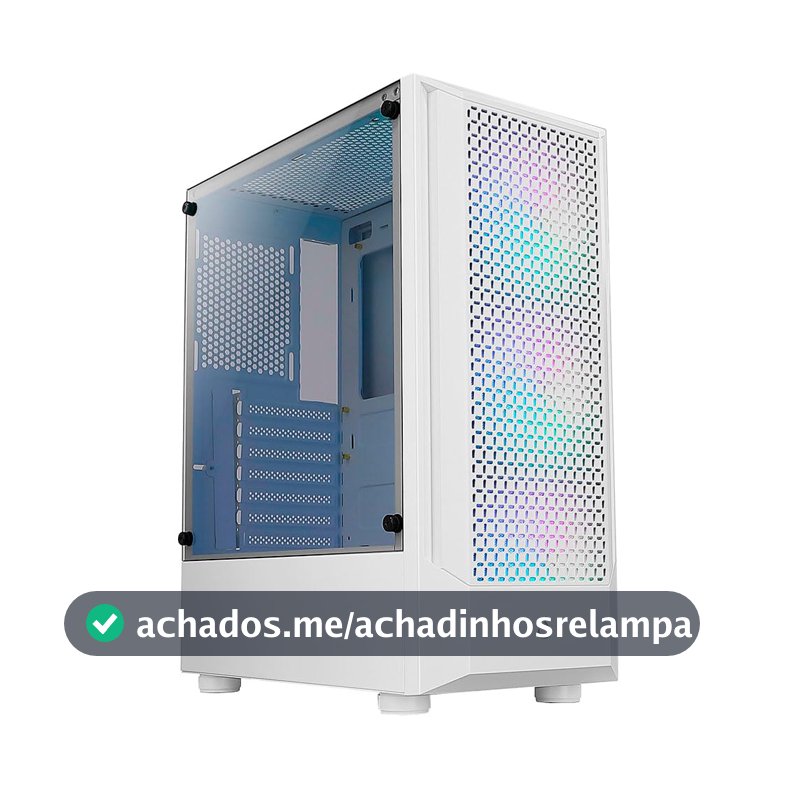 Gabinete Gamer Rise Mode Wave White, Mid Tower, Lateral em Vidro Fumê, ARGB, ATX, 3 Cooler Fan ARGB, Branco - RM-WA-BW-ARGB