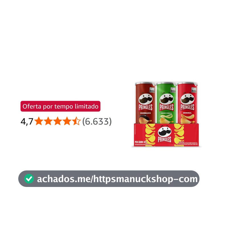 Pringles Pack Promo Salgadinho de Batata Frita 3 Sabores - Original, Creme e Cebola e Churrasco