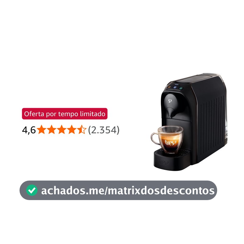 3 Corações TRES Cafeteira Espresso e Multibebida Passione Preta - 220V
