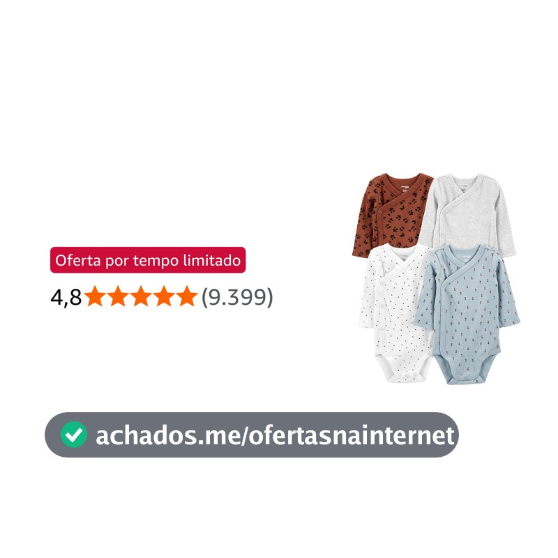Simple Joys by Carter's Pacote com 4 bodies unissex com botões laterais