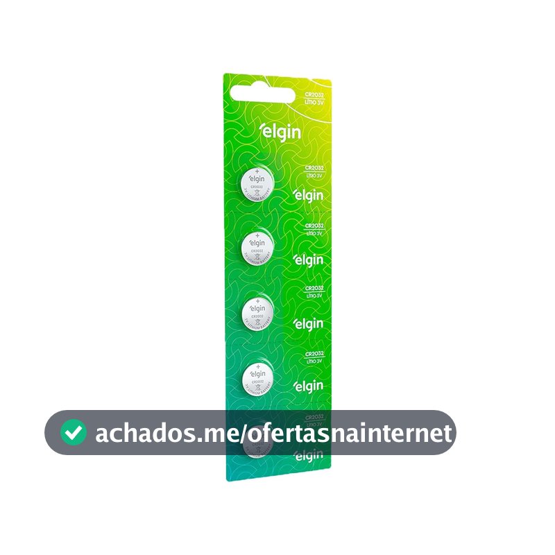 Bateria de Lítio CR2032 Cartela com 5 unidades 3v Elgin - Moeda