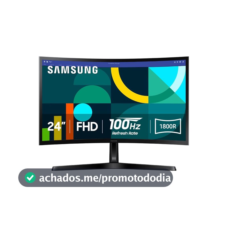 SAMSUNG Monitor de computador curvo Essential S3 (S36GD) FHD 1800R de 61.0 cm, 100Hz, modo de jogo, conforto visual avançado, portas HDMI e D-sub, LS24D366GANXZA, 2024