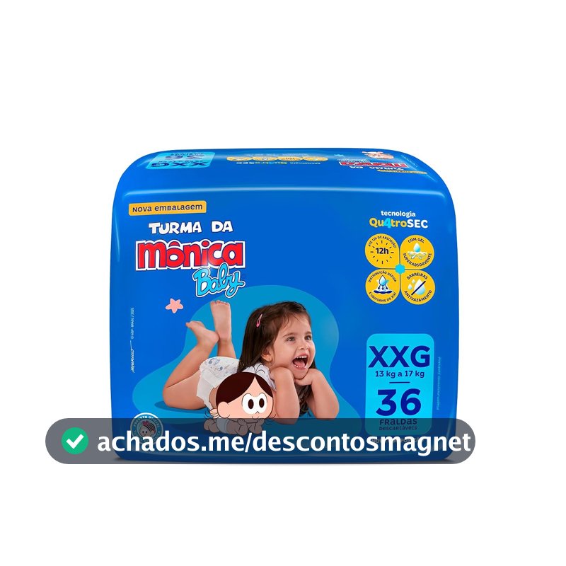 Fralda Turma da Mônica Baby Mega XXG 36 Unidades