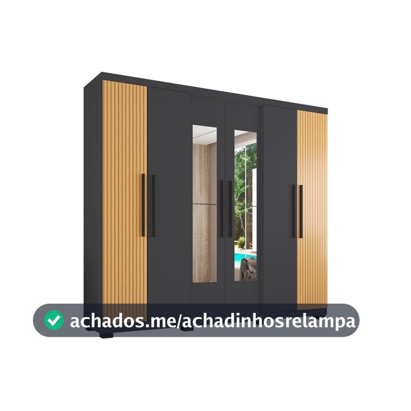 Guarda-roupa Casal com Espelho 6 Portas 4 Gavetas Araplac Braga
