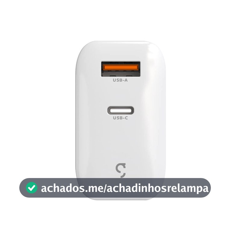 Geonav Carregador Universal SuperPower GaN Duo, 48W, 1 X USB-A e 1 X USB-C - tecnologias Quick Charge, Power Delivery, PPS, CH48PDQCWT, Branco