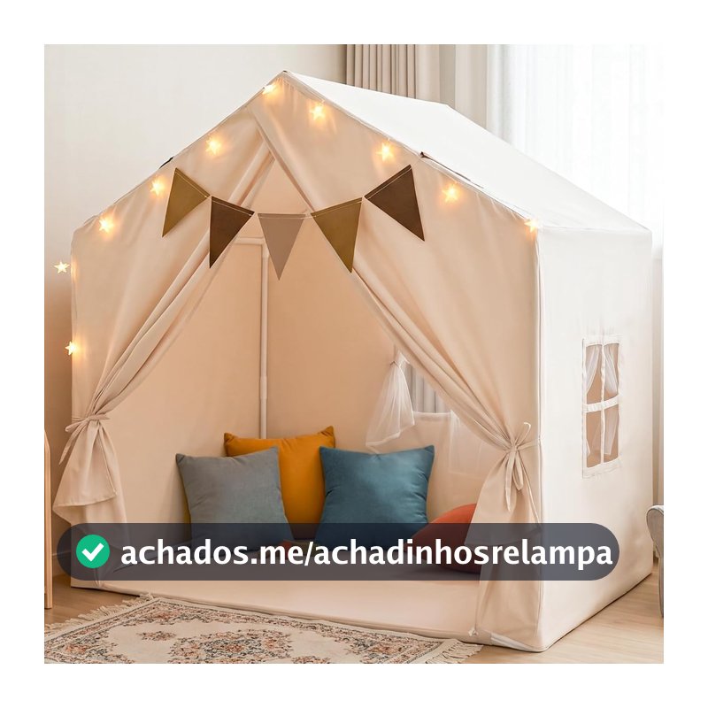 Tenda infantil, barraca de brincar com tapete acolchoado e luzes, barracas grandes com 2 janelas, casa de brinquedo infantil interna e externa, recanto de leitura, barracas infantis de Natal para