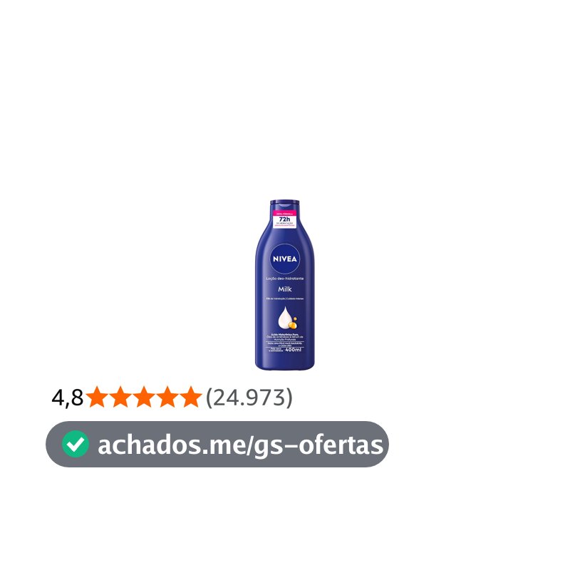 NIVEA Loção Deo-Hidratante Milk 400ml, Hidratação Profunda 72h, Hialurônico Puro, Corporal, Pele Seca e Extrasseca