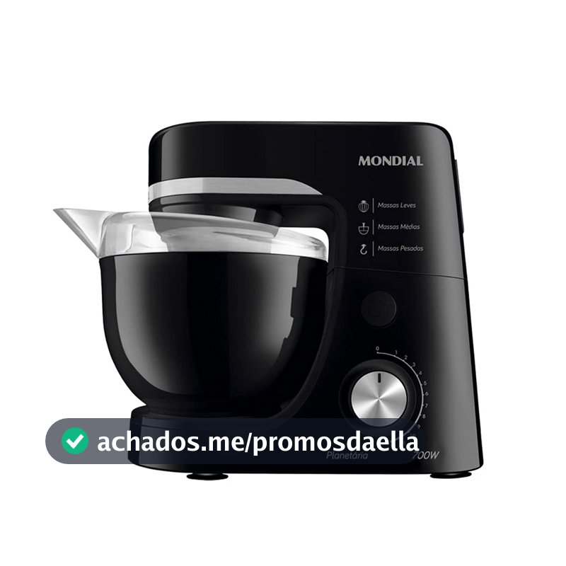 Batedeira Planetária, Mondial, Preto, 700W, 110V - BP-03-B