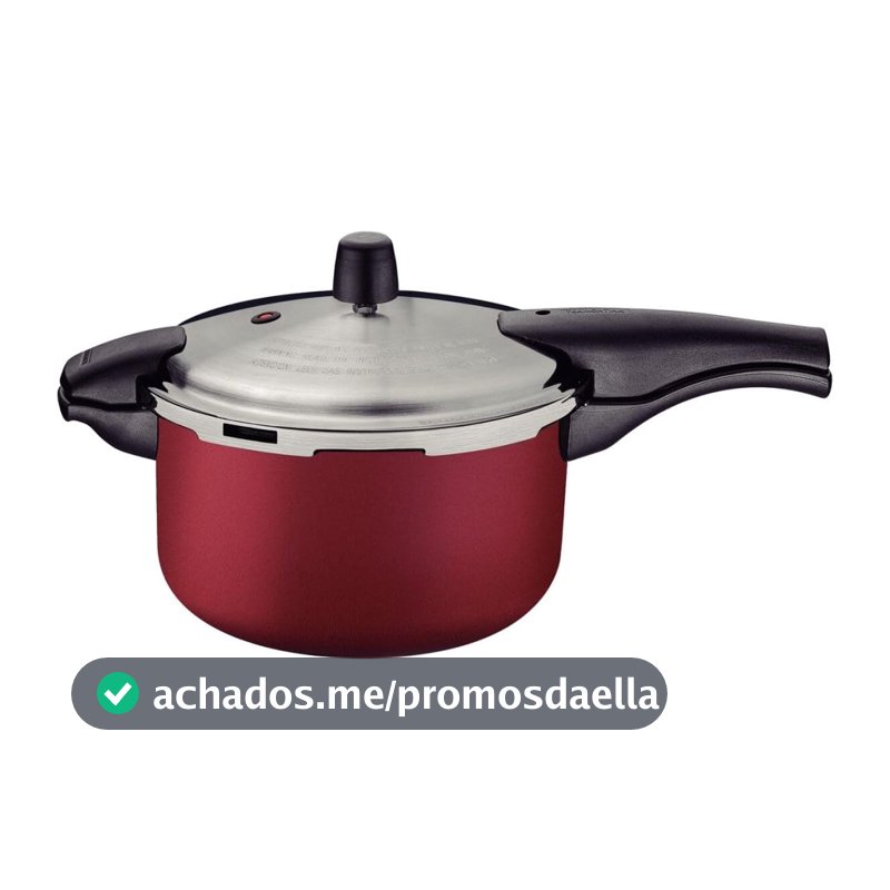 Panela de Pressão Tramontina Vancouver Effect em Alumínio com Revestimento Interno e Externo em Antiaderente Starflon Max Vermelho 24 cm 6 L